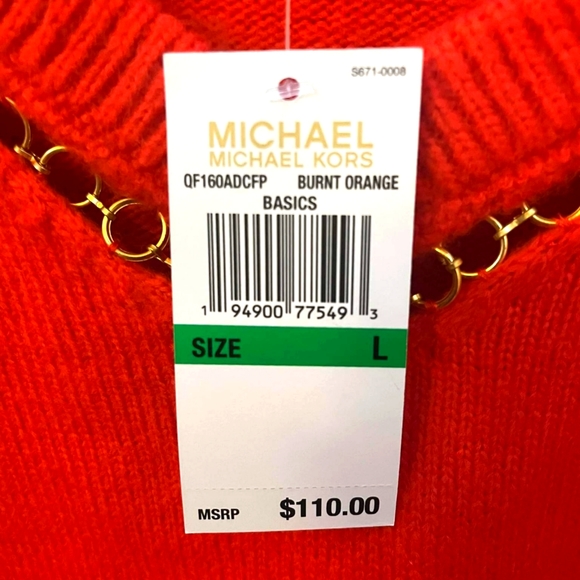 1/14/23 - *** NWT*** Michael Khors orange sweater - Picture 4 of 5